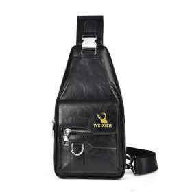 Chest Bag Men's Retro Easy Matching Large Capacity Waterproof (Option: Black)