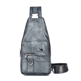 Chest Bag Men's Retro Easy Matching Large Capacity Waterproof (Option: Gray)