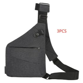 Men's Multifunctional Shoulder Bags Sports Chest Pack Bags (Option: Dark grey right shoulder 3PCS)