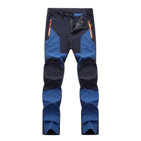 Outdoor Stretch Charging Men's Windproof Waterproof And Hard-wearing Breathable Quick-drying Pants (Option: Sapphire Blue-XL)