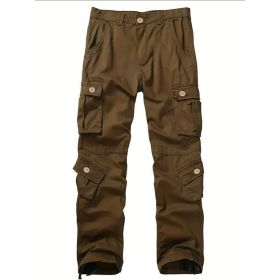 Three-dimensional Pocket Overalls Men's Multi-pocket (Option: Eight Pockets Brown-36)