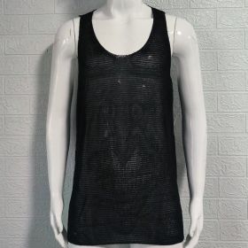 Men's Summer Loose Sleeveless Knitted Vest (Option: Black-XXL)